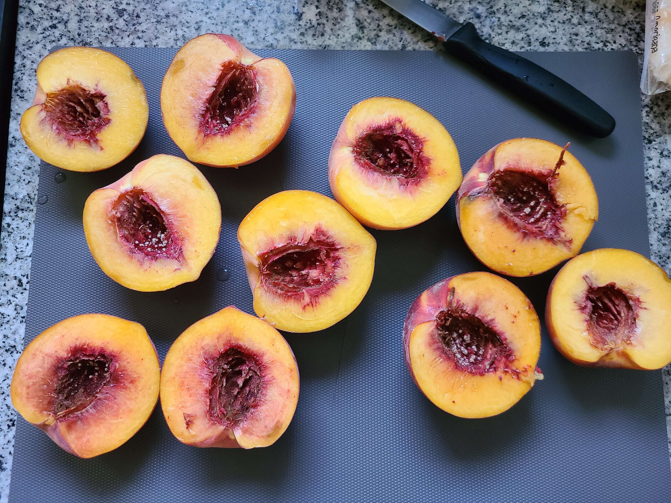 Peaches halved