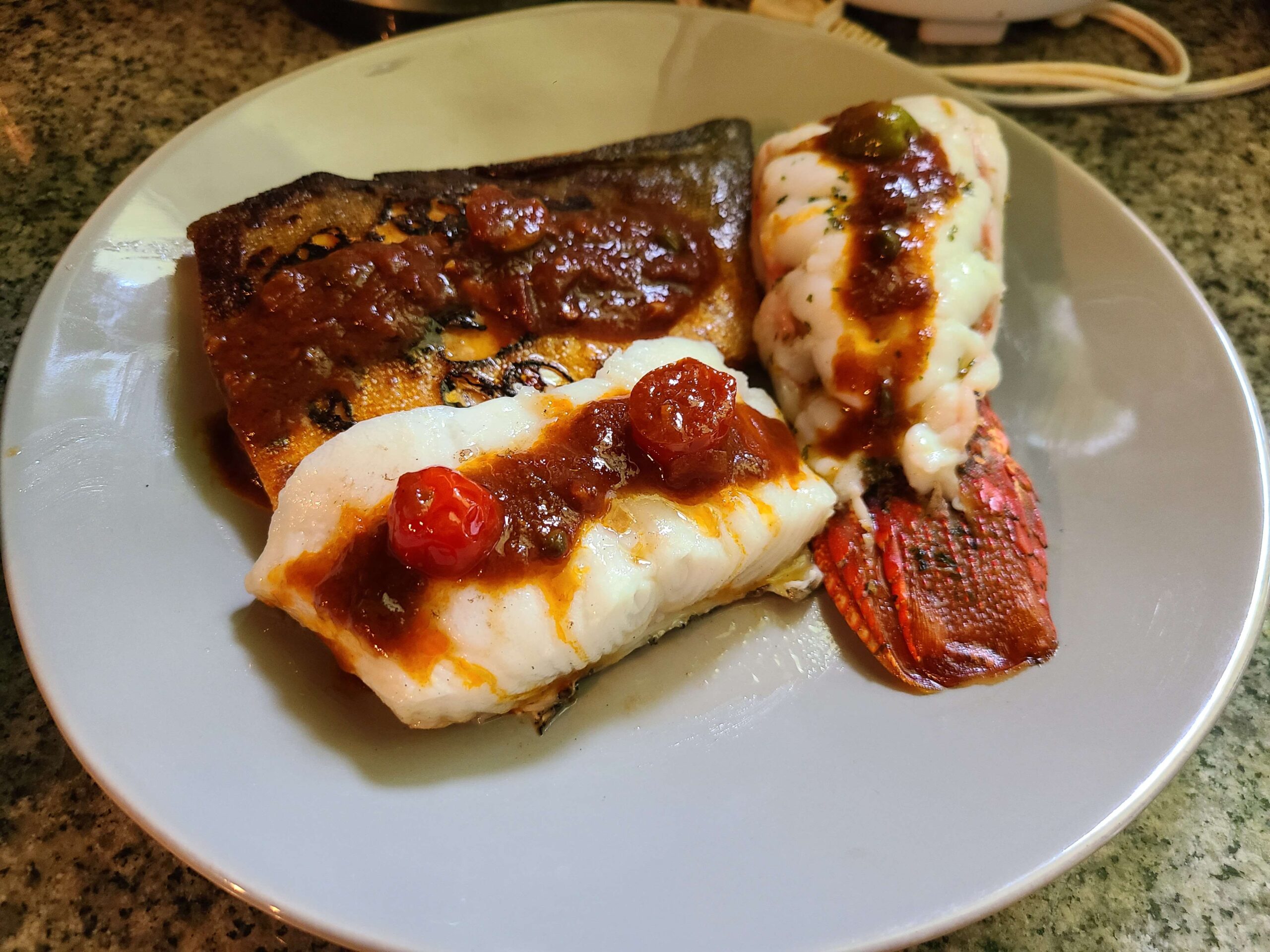 Seafood trio with sambal and XO sauce