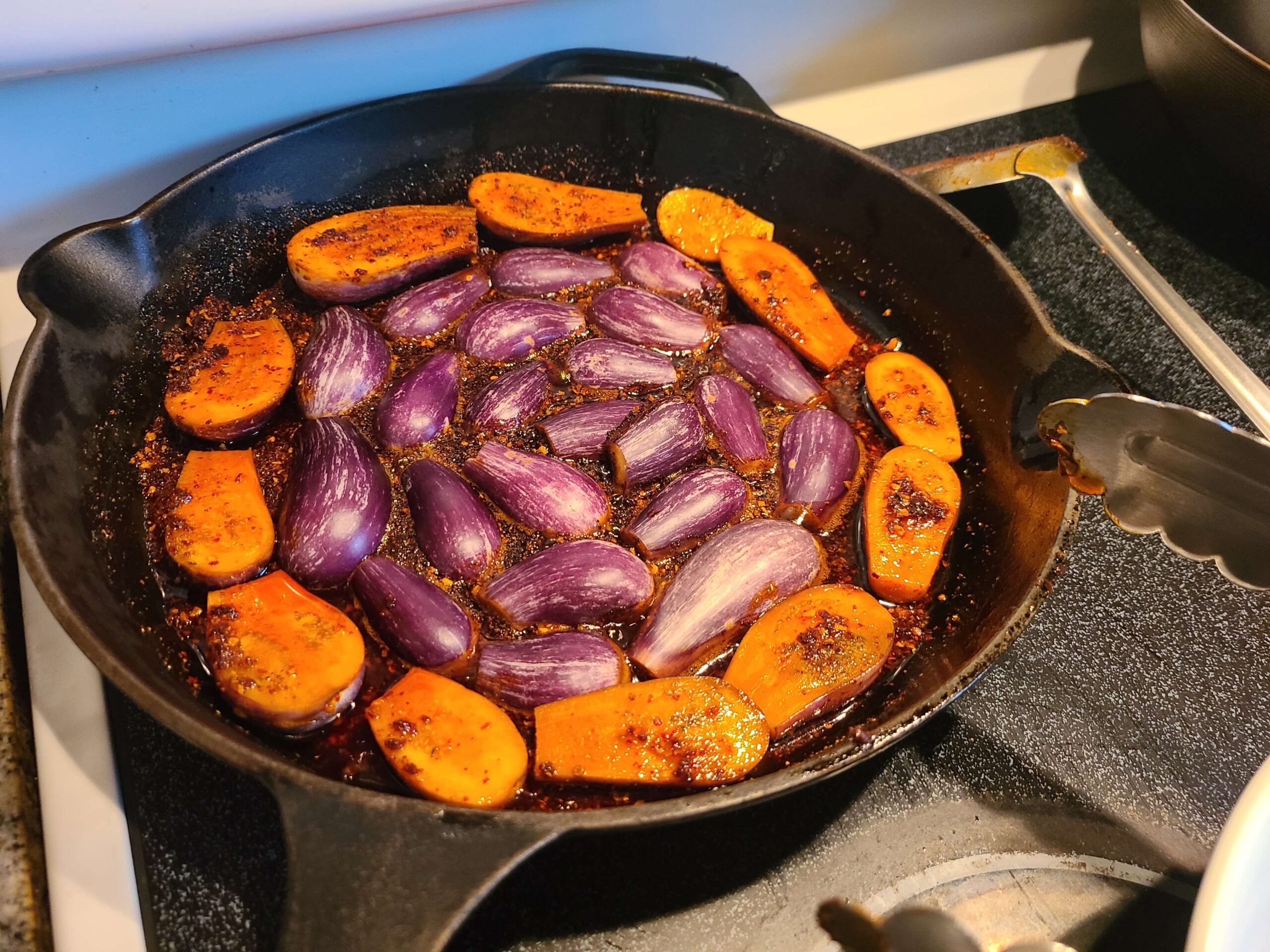 Graffiti eggplant with spiced olive oil